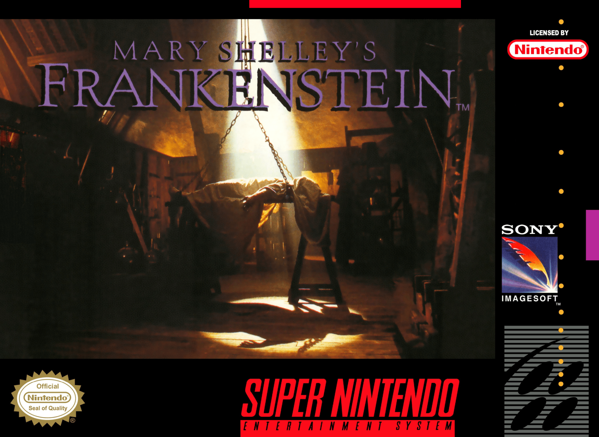 Mary Shelley's Frankenstein box art for Super Nintendo